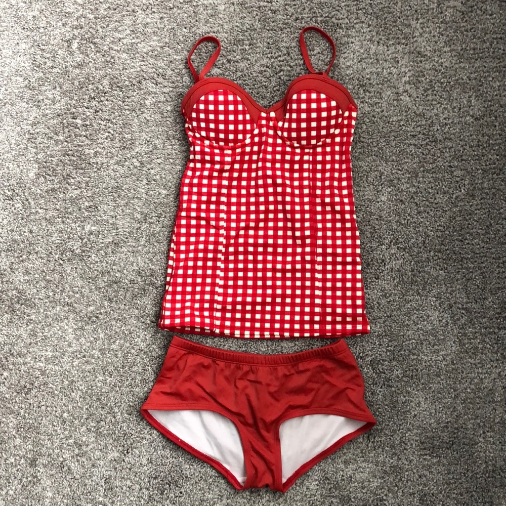 Lime Ricki Red Gingham Tankini